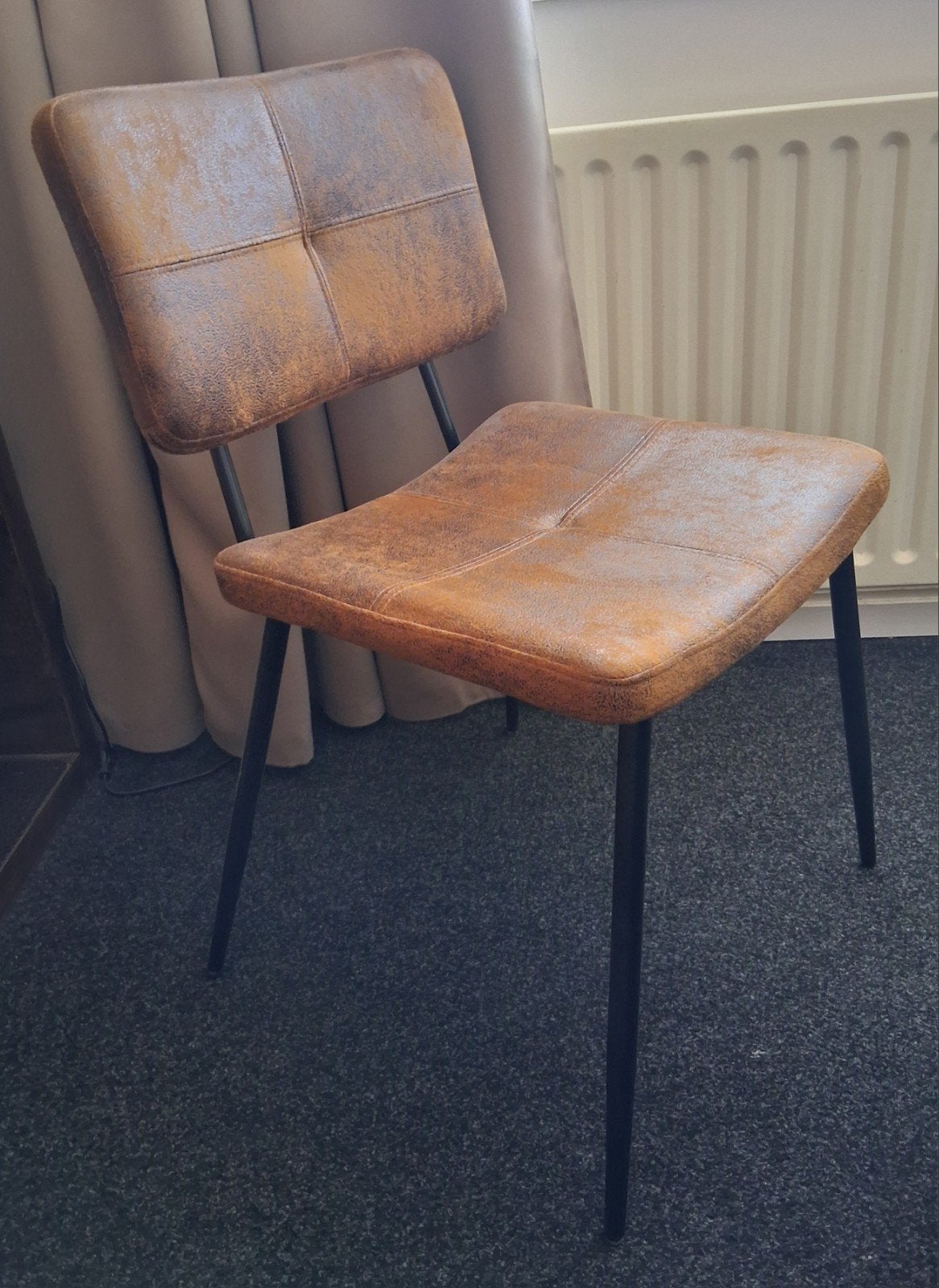 te koop 4 eettafelstoelen vintage look cognac, Ophalen, Zo goed als nieuw, Bruin, Stof