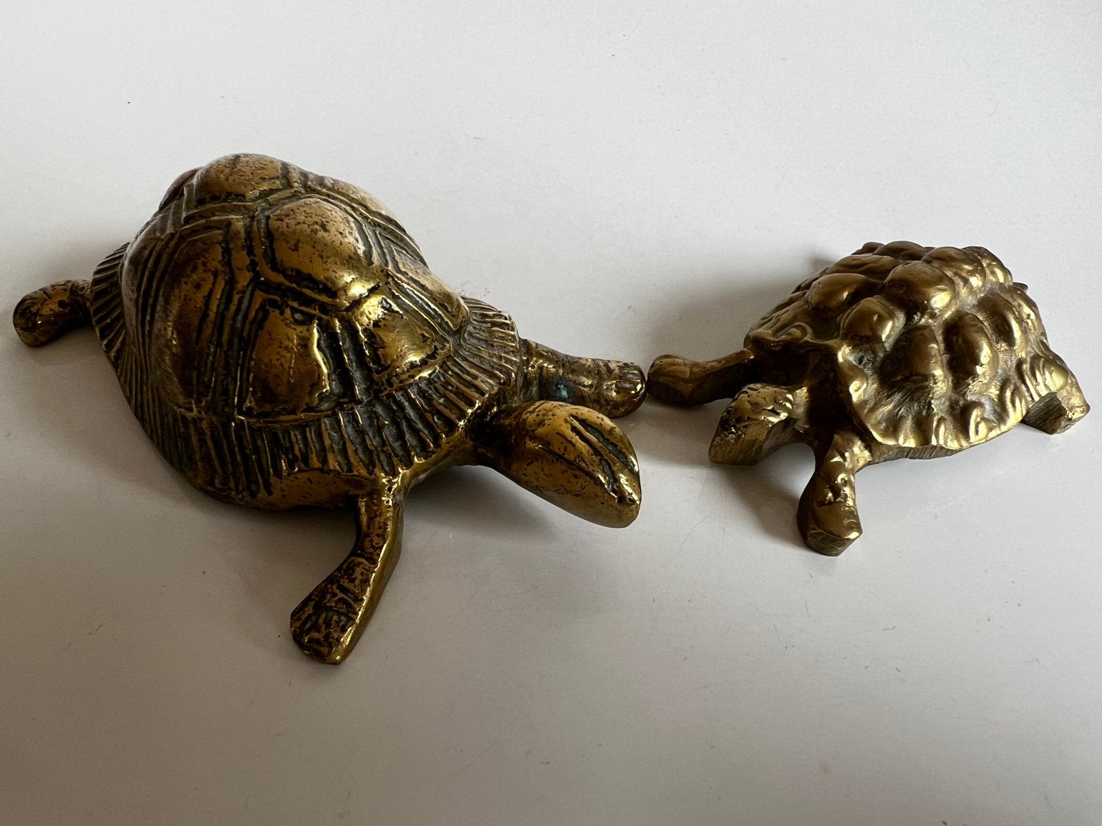 2 Vintage Messing Schildpadden Turtles Hollywood Regency 70s, Ophalen of Verzenden, Koper