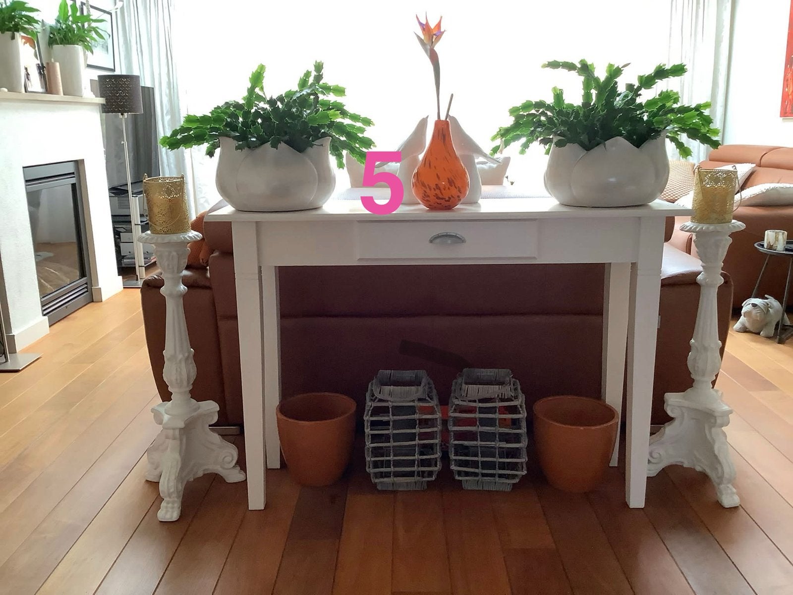 Witte sidetable met lade, Ophalen, Gebruikt, 75 cm of meer, 60 cm of meer