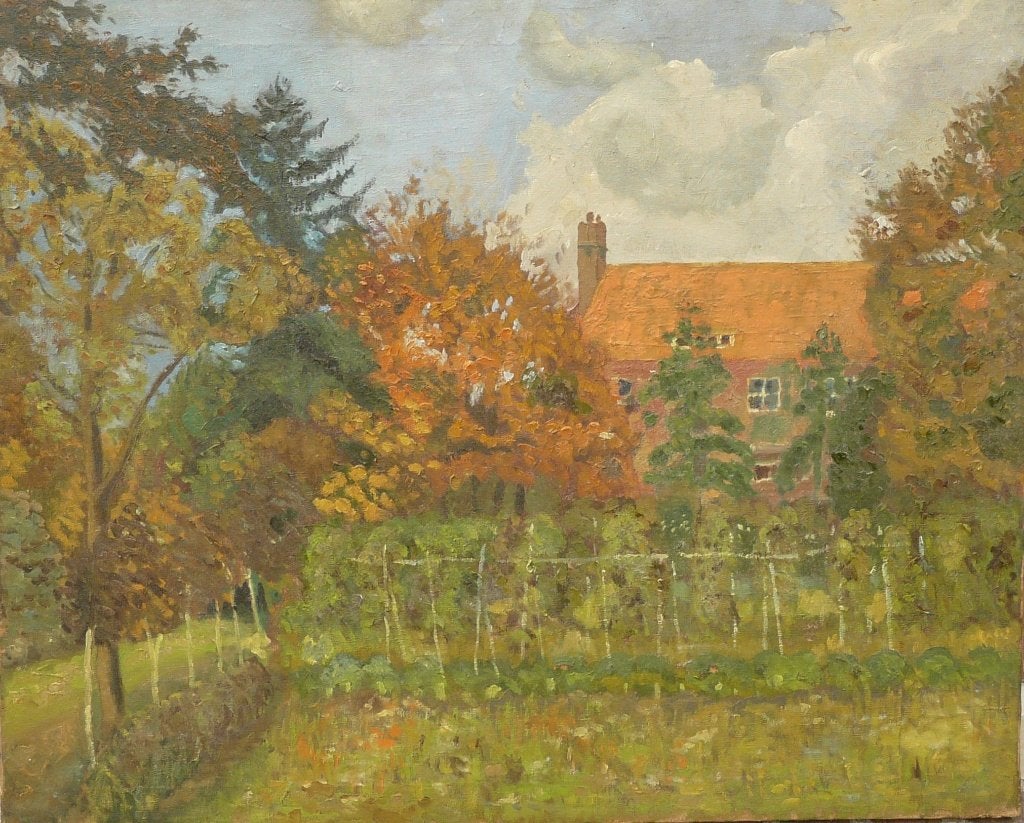 schilderij achterzijde Klooster Mariënhage Eindhoven, Doek, Ophalen of Verzenden, Olieverf, Klassiek
