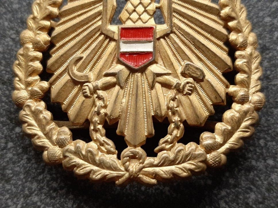 Oostenrijk - Army   Cap Badge  /  ouder model  48x40 mm., Ophalen of Verzenden, Landmacht, Amerika, Embleem of Badge