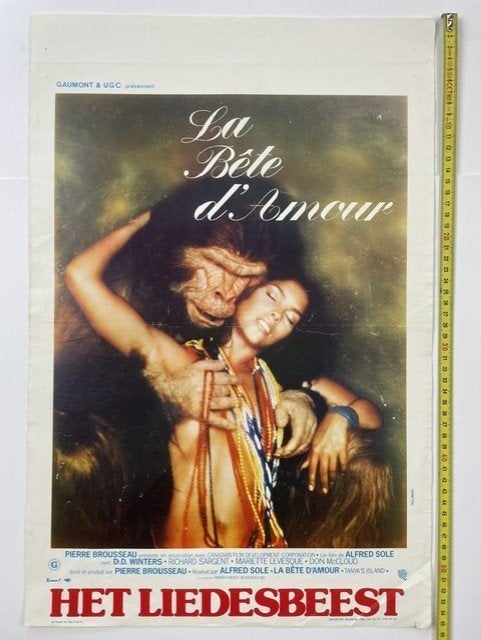 poster 'la bete d'amour' 1980, Ophalen of Verzenden, Zo goed als nieuw, A1 t/m A3, Film en Tv