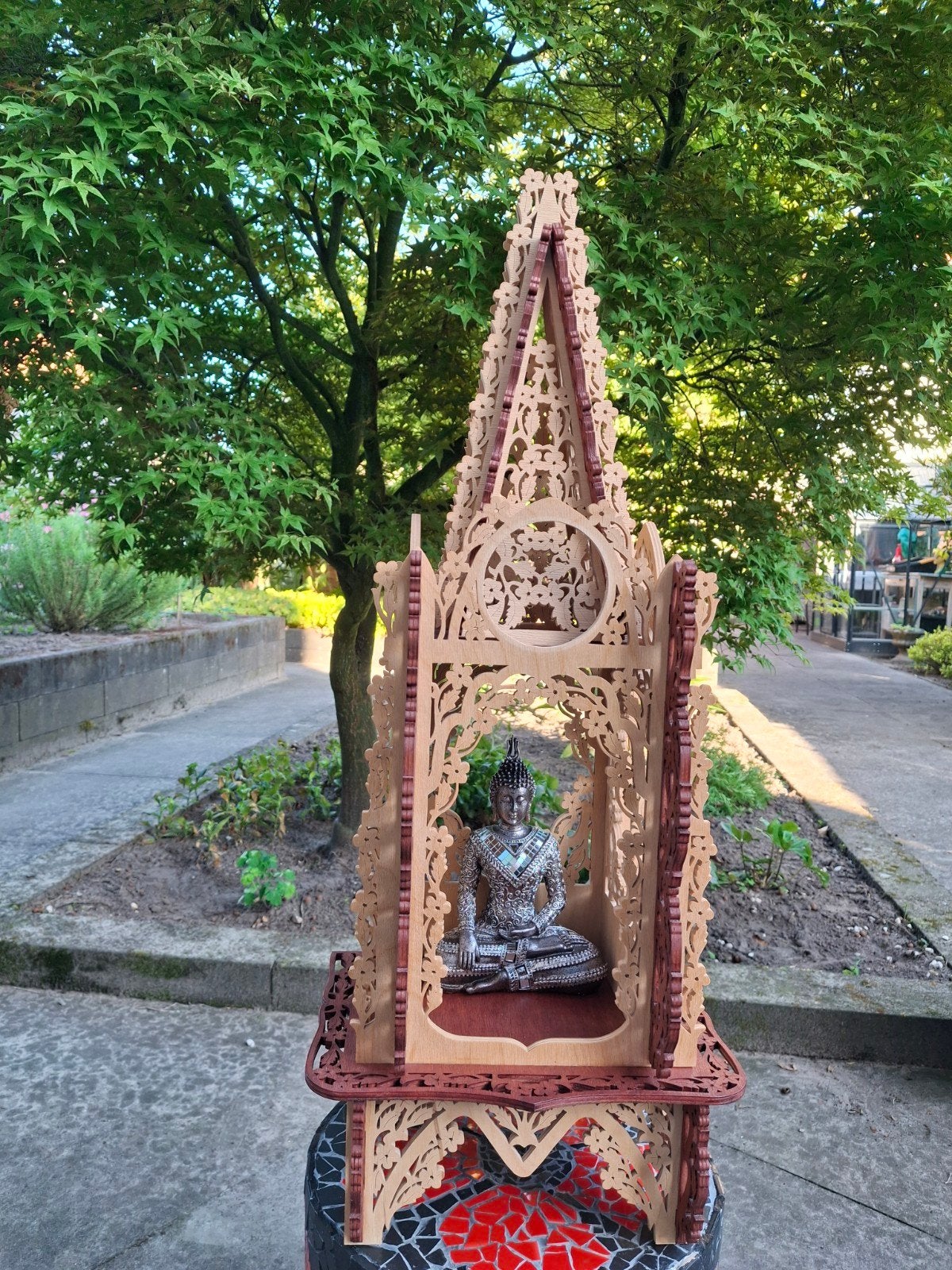 Altaartje/Tempeltje met Boeddha, Ophalen, 74 cm, Zo goed als nieuw, Hout