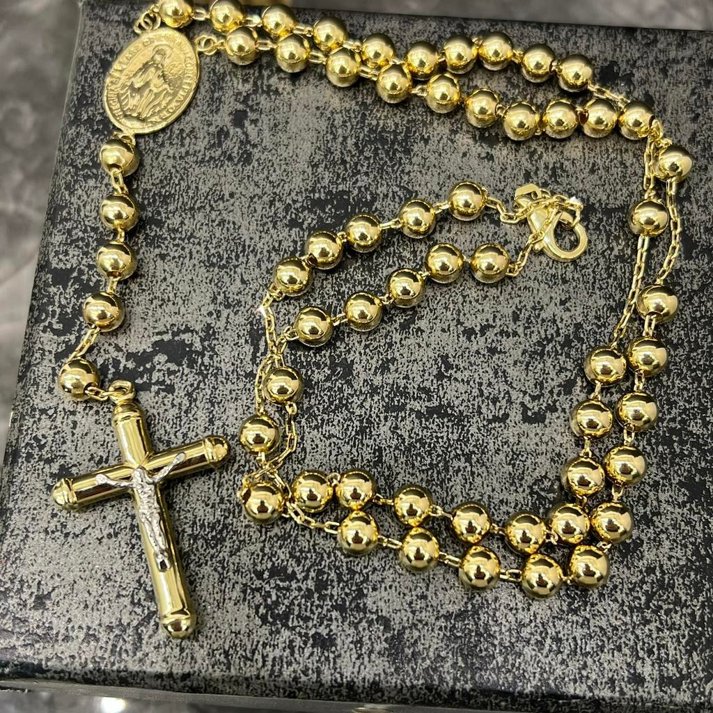 14k gouden ketting rozenkrans dik schakel italy 14 karaat, Sieraden, Tassen en Uiterlijk, Kettingen, Ophalen of Verzenden, Zo goed als nieuw