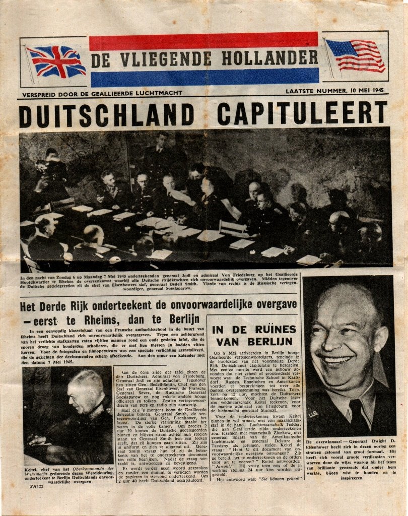 oorlogskrantje de Vliegende Hollander 10 Mei 1945, Ophalen of Verzenden