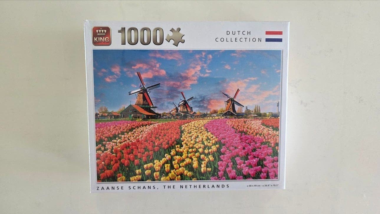 King Legpuzzel Zaanse Schans Tulpen 1000 stukjes NIEUW, Hobby en Vrije tijd, Denksport en Puzzels, Ophalen of Verzenden, 500 t/m 1500 stukjes