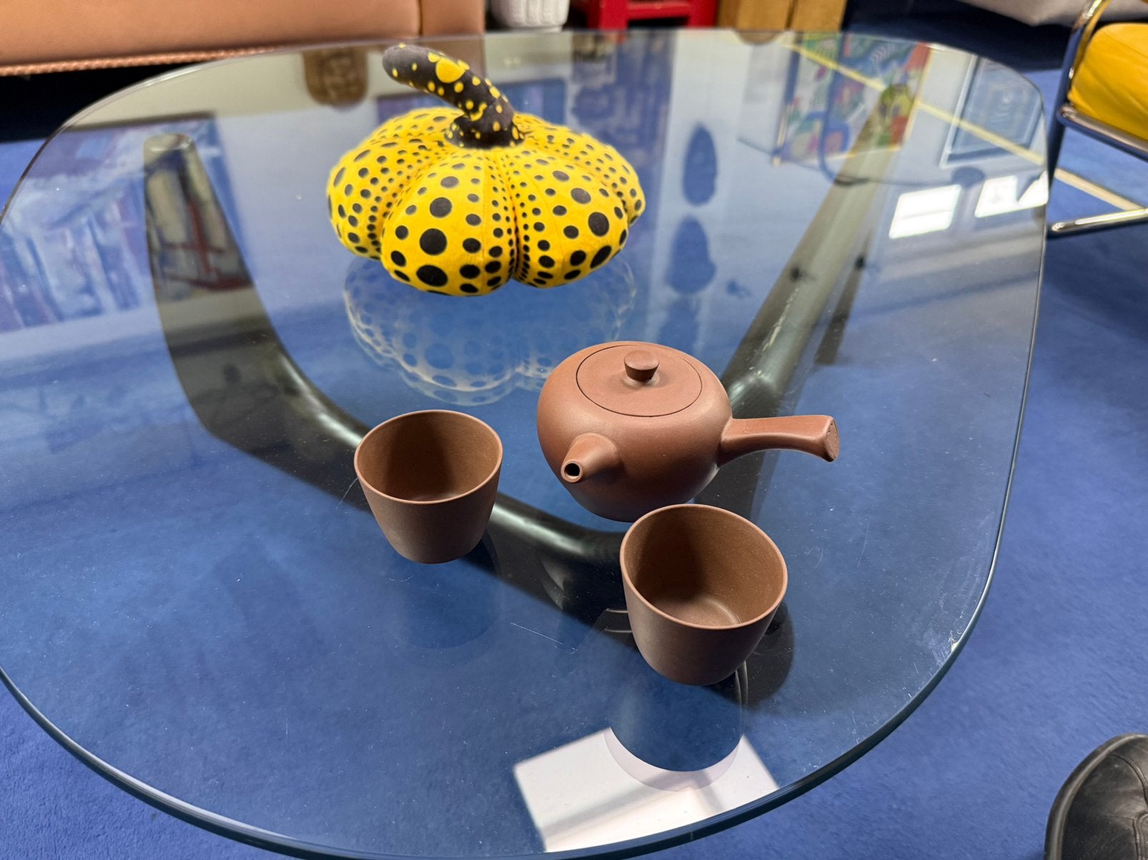 Japanse Kyusu theepot met twee kopjes, Keramiek, Overige typen, Ophalen of Verzenden, Zo goed als nieuw