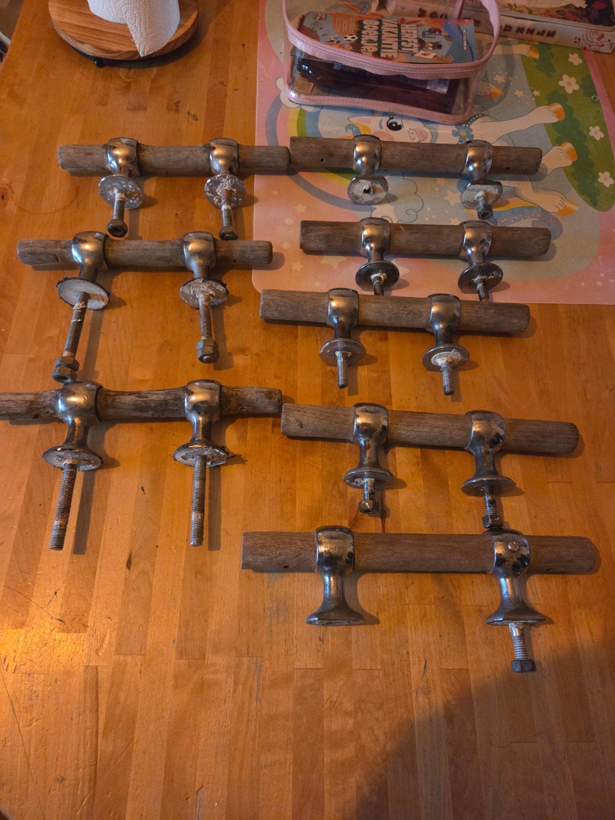 9 Teakhouten Kikkers voor Boot - Ca. 28 cm, Watersport en Boten, Ophalen of Verzenden, Gebruikt