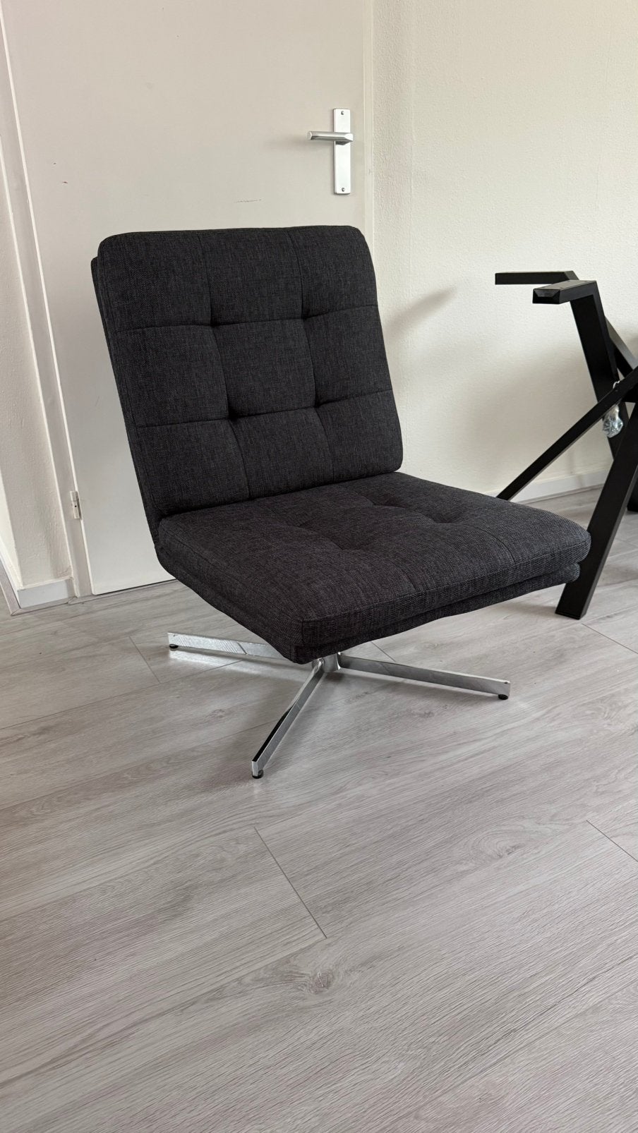 Donkergrijze draai fauteuil/stoel met afneembare kussens, Huis en Inrichting, Fauteuils, Ophalen of Verzenden