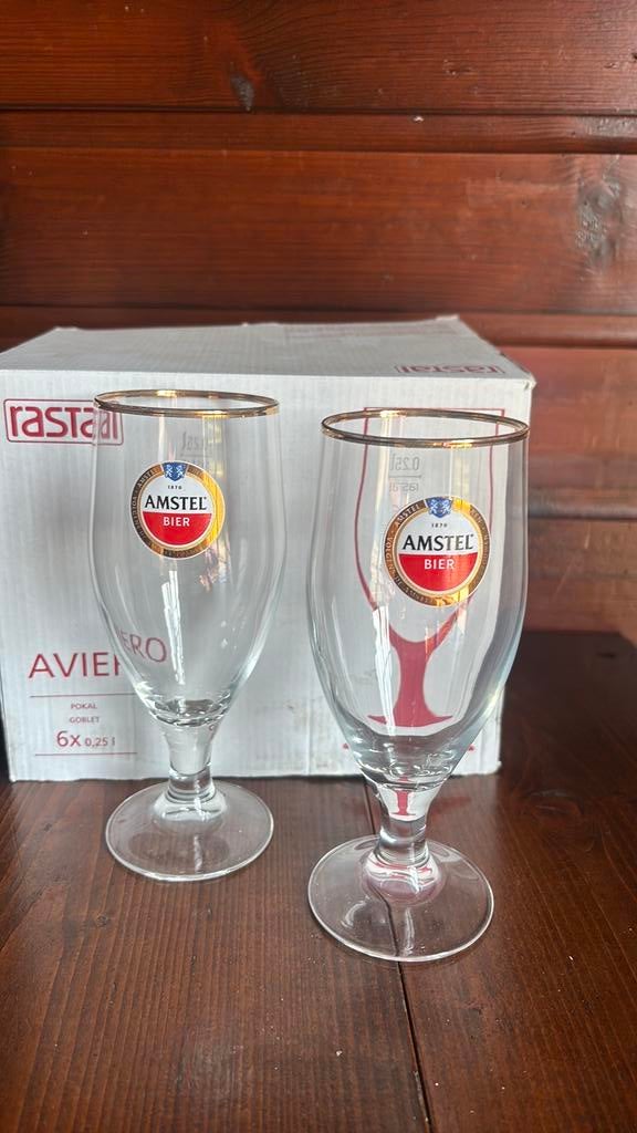 Amstelbier glas, amstelrose, 12 stuks, Ophalen of Verzenden, Nieuw, Glas of Glazen, Overige merken