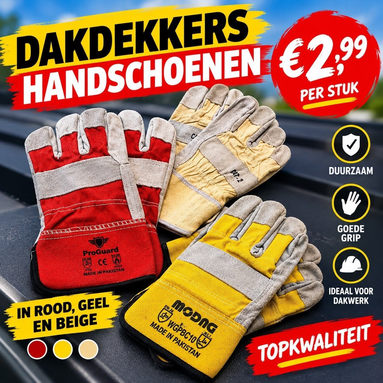 Dakdekkers handschoenen voor weggeef prijzen!, Overige dakdekking
