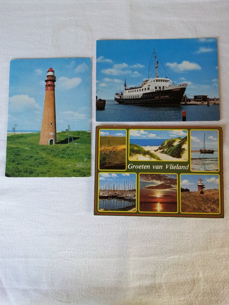 Ansichtkaarten gelopen Schiermonnikoog Vlieland per stuk bi, Ophalen of Verzenden, 1980 tot heden, Gelopen, Waddeneilanden