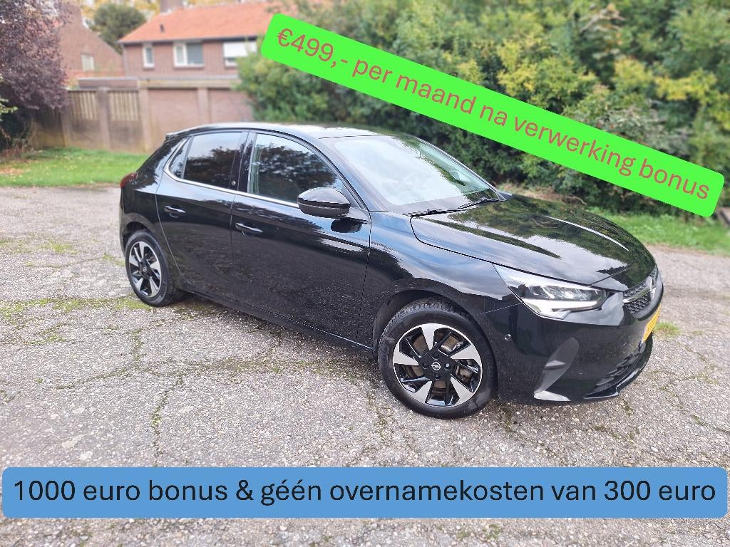 Opel Corsa-e 2023 - Private lease - OVERNAME €499-25000km/pj, Auto's, Opel, Stof, Zwart, Zwart, Origineel Nederlands