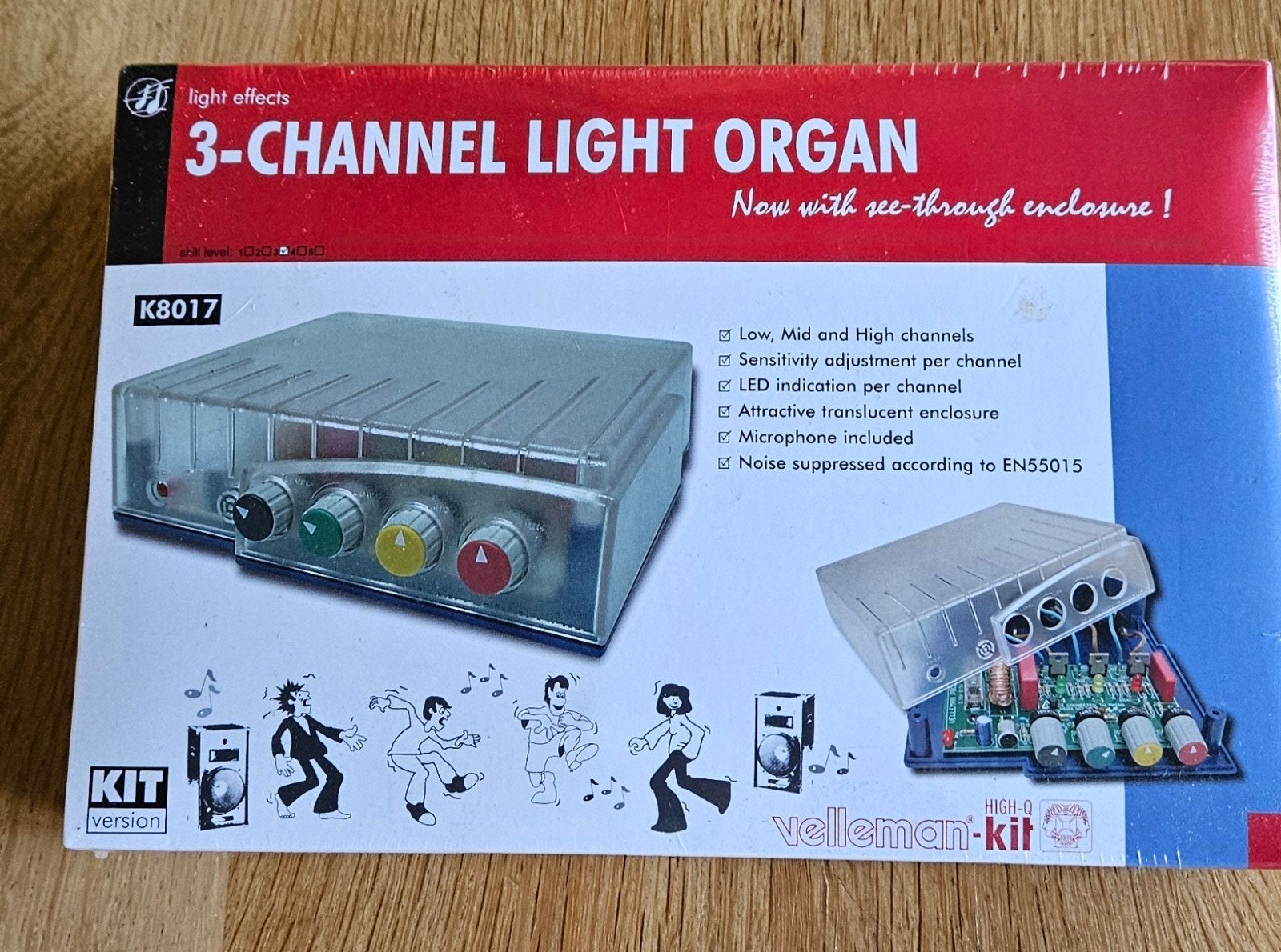 Nieuw! Velleman K8017 3-Kanaals Lichtorgel Kit -, Ophalen of Verzenden, Nieuw, Licht, Geluidgestuurd