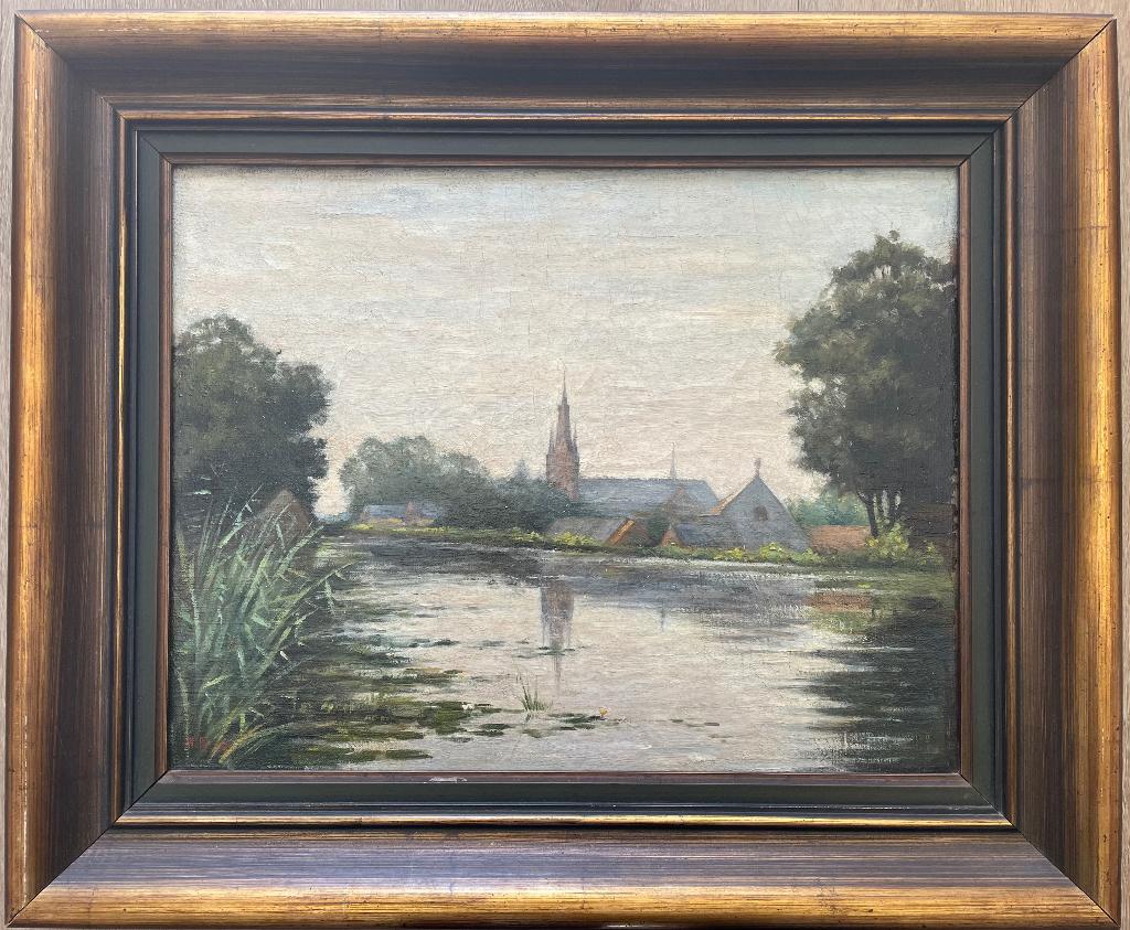Hollands landschap op doek, Ophalen of Verzenden