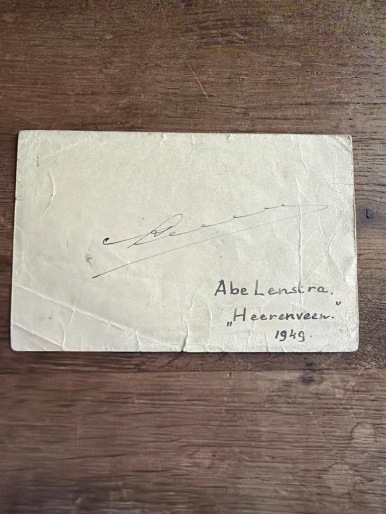 Gesigneerde briefkaart Abe Lenstra 1949 Heerenveen, Ophalen of Verzenden, 1940 tot 1960, Gelopen, Friesland