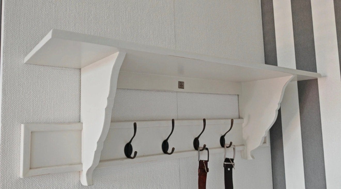 Riviera Maison wandkapstok zacht wit - 100x27x34cm, Huis en Inrichting, Gebruikt, Minder dan 100 cm, Hout, Ophalen