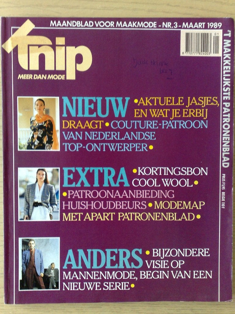 Knipmode zelfmaakmode maart nr. 3 / 1989, Verzenden, Zo goed als nieuw, Vrouw, Knipmode