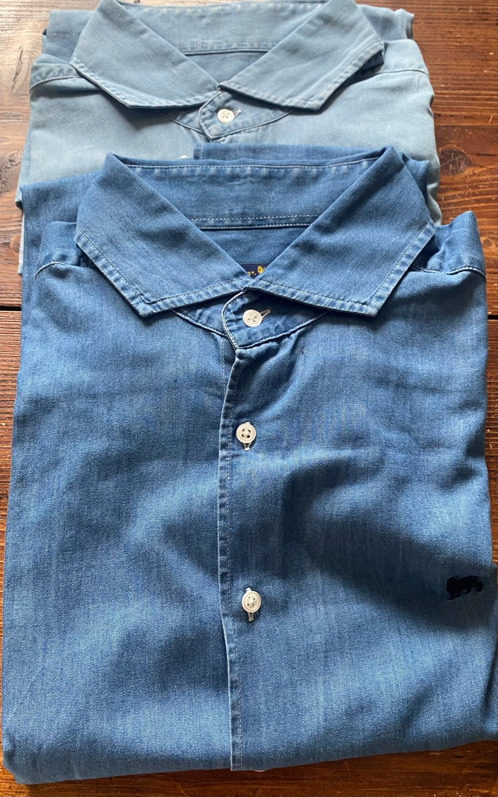 2 Steppin' Out spijkeroverhemden XXL - licht- en donkerblauw, Ophalen of Verzenden, Zo goed als nieuw, Blauw, Overige halswijdtes