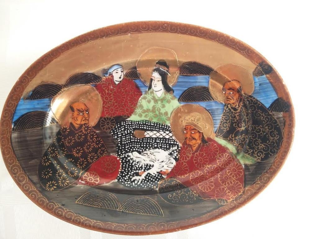 Antiek ovaal Japans Satsuma schaaltje, Antiek en Kunst, Ophalen of Verzenden