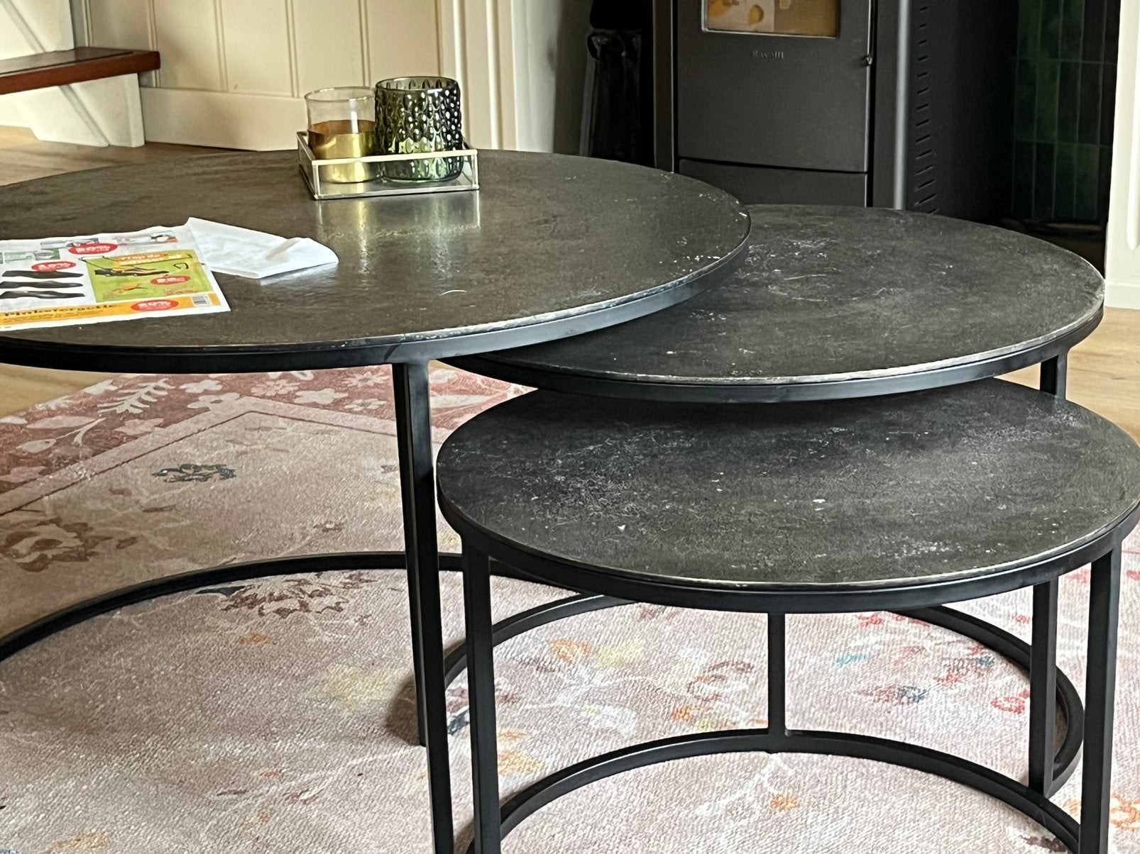 De Bommel set salontafels, Ophalen, Gebruikt, Rond, 50 tot 100 cm