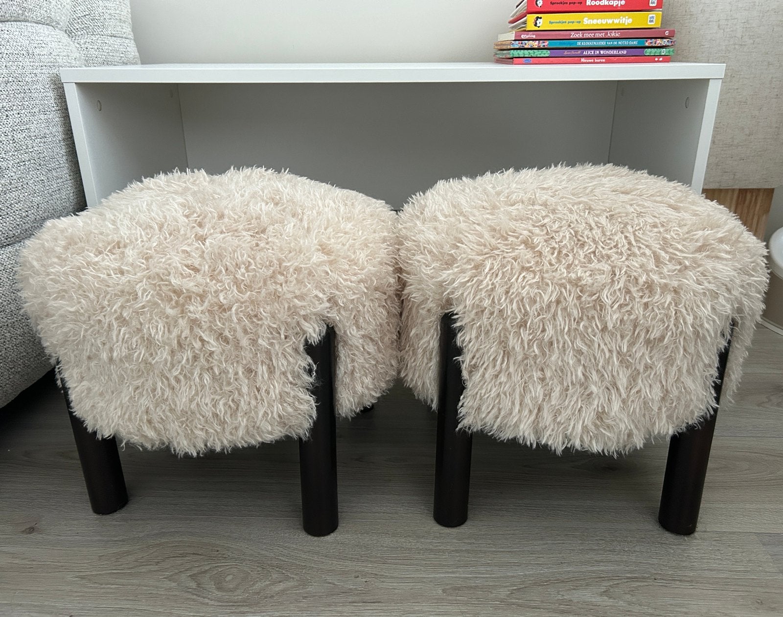 Xenos poefen beige/bruin 2x, Ophalen, Rond, Minder dan 50 cm, Zo goed als nieuw