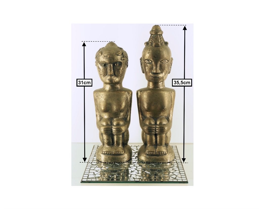 2 Bronzen beelden Lombok Indonesië (260915-02/03), Antiek en Kunst, Handgemaakt, Indonesië, 55 cm, Ophalen of Verzenden