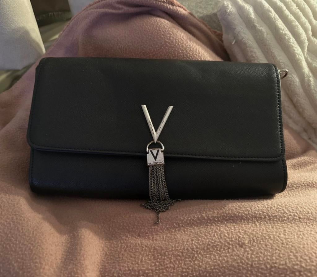 Valentino tasje zwart met zilveren details, Ophalen, Gebruikt, Zwart, Avondtasje