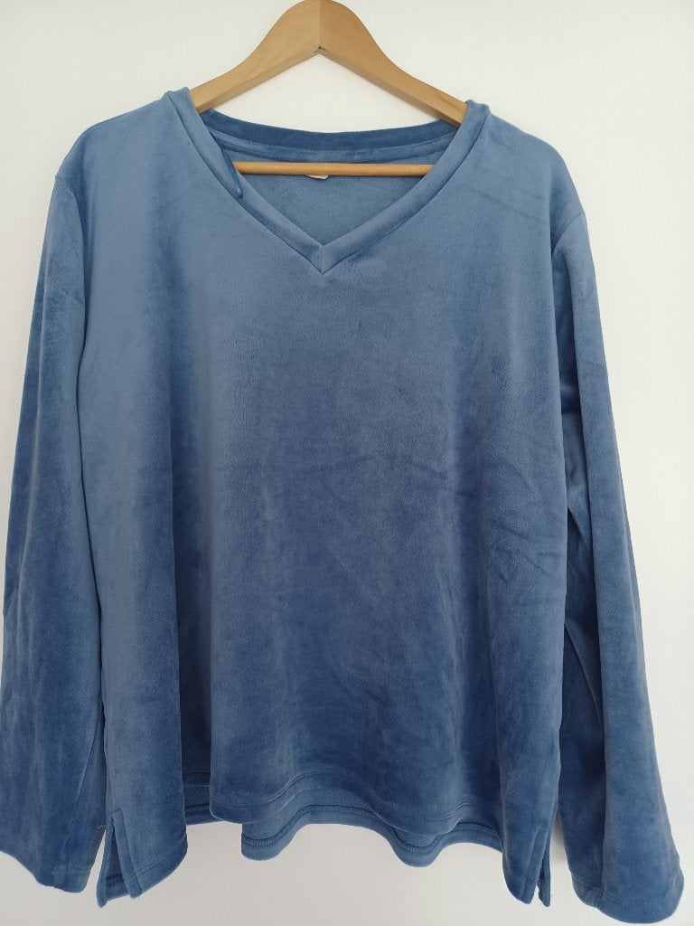 Velourse pyjama blauw van Hema maat XL, nieuwstaat, Hema, Ophalen of Verzenden, Zo goed als nieuw, Maat 46/48 (XL) of groter