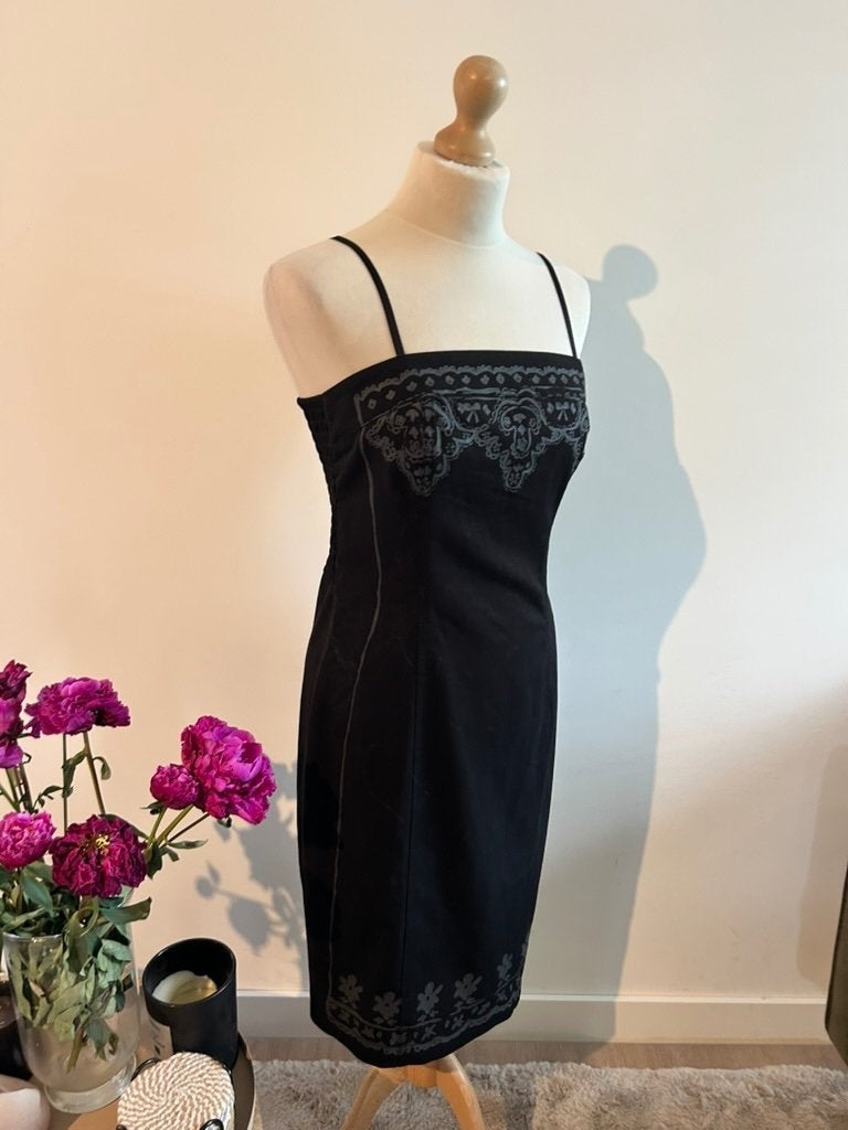 DEPT maat L elegante zomer jurk 3316, DEPT, Zwart, Maat 42/44 (L), DEPT