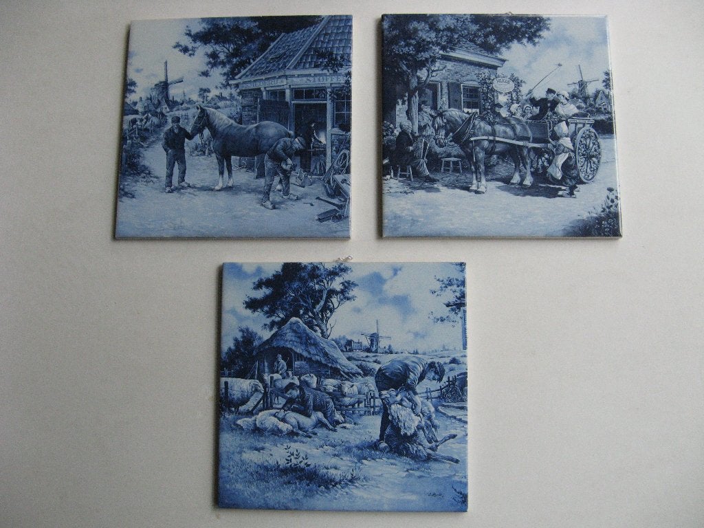 3 vintage Mosa tegeltjes 15x15cm, Antiek en Kunst, Antiek | Wandborden en Tegels, Ophalen of Verzenden