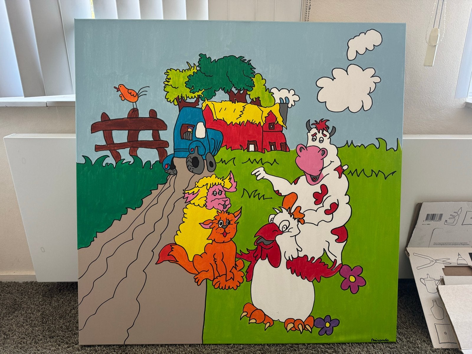 Leuk schilderij voor op de kinderkamer, 50 – 75, Gebruikt, Ophalen of Verzenden, Schilderij