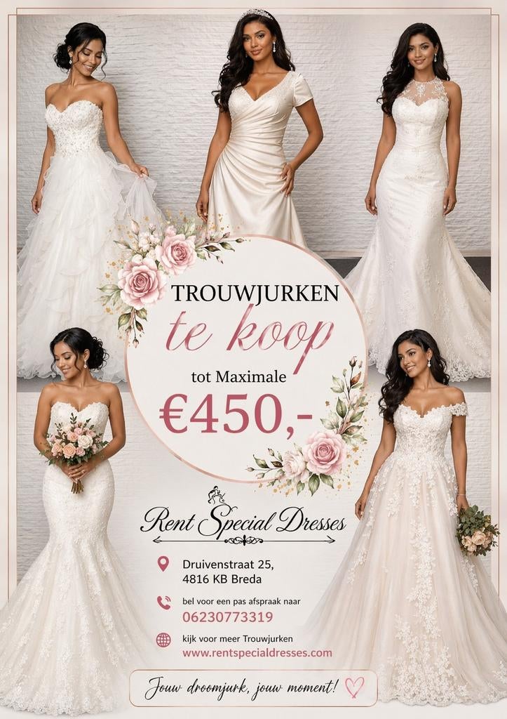 Trouwjurken Nieuw, Ophalen, Nieuw, Wit, Trouwjurk