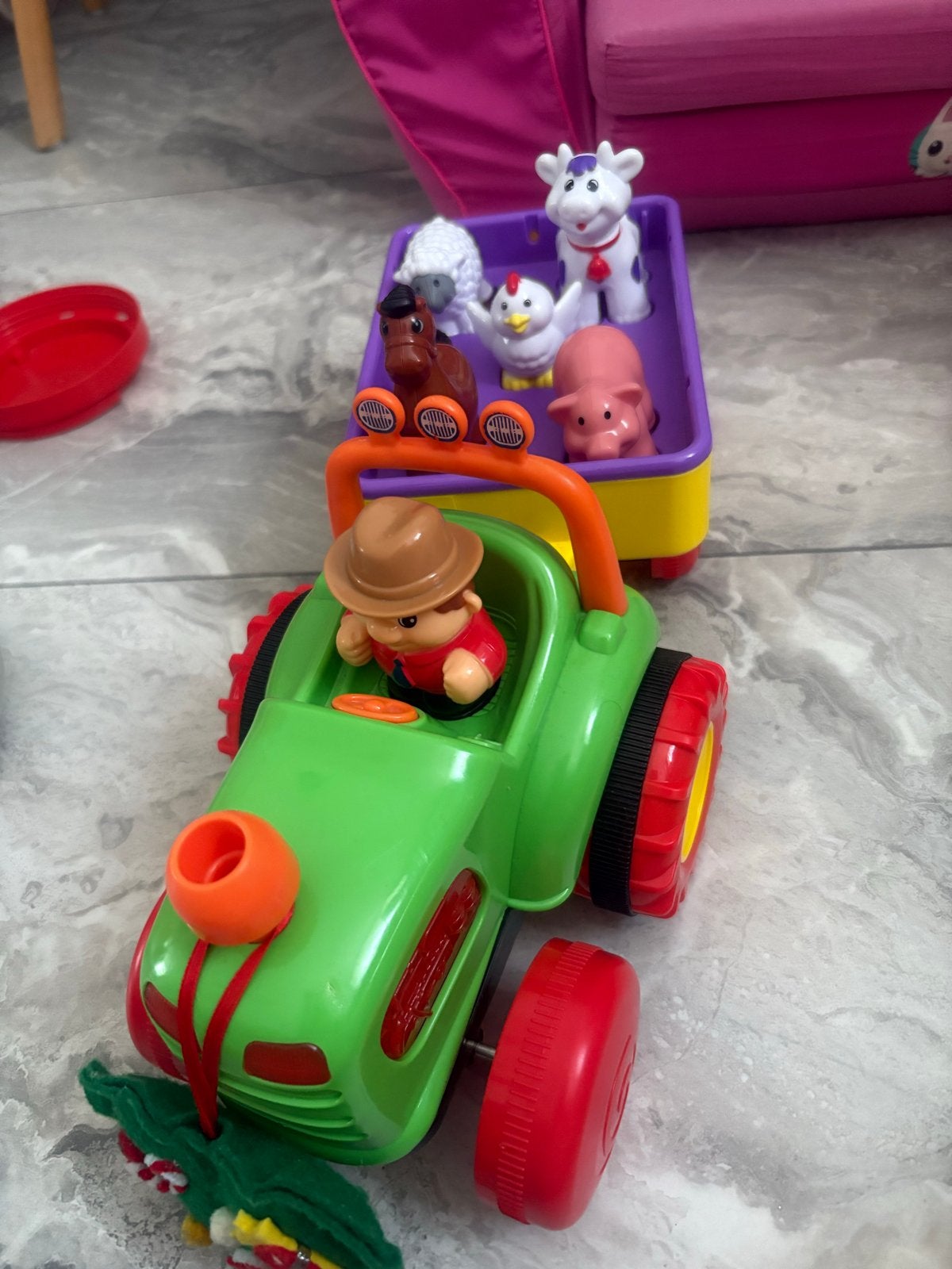 Tractor met aanhanger en boerderijdieren, Ophalen, Gebruikt, Auto, Met geluid
