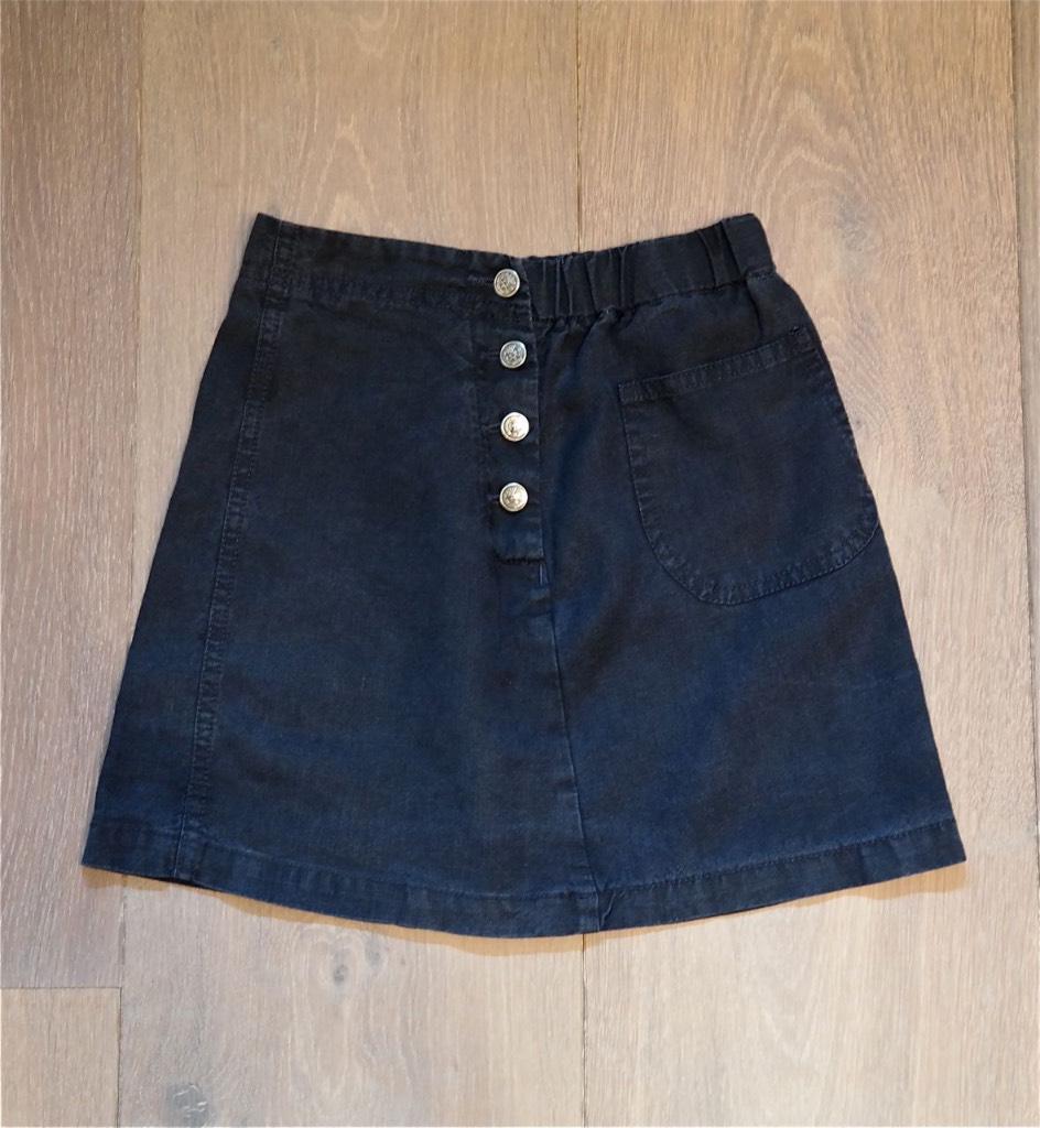 ZGAN: Rokje donkerblauw linnenlook; knoopjessluiting; mt 122, Meisje, Ophalen of Verzenden, Zo goed als nieuw, Jurk of Rok
