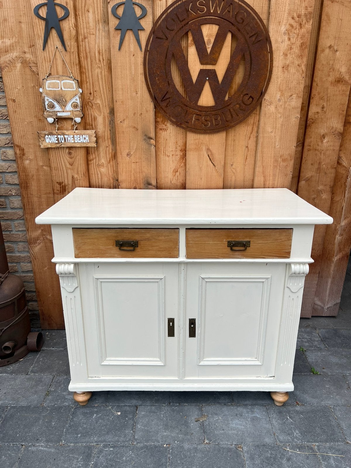 Vintage antieke commode grenen, Ophalen, 50 tot 70 cm, 90 tot 105 cm, 100 cm of meer