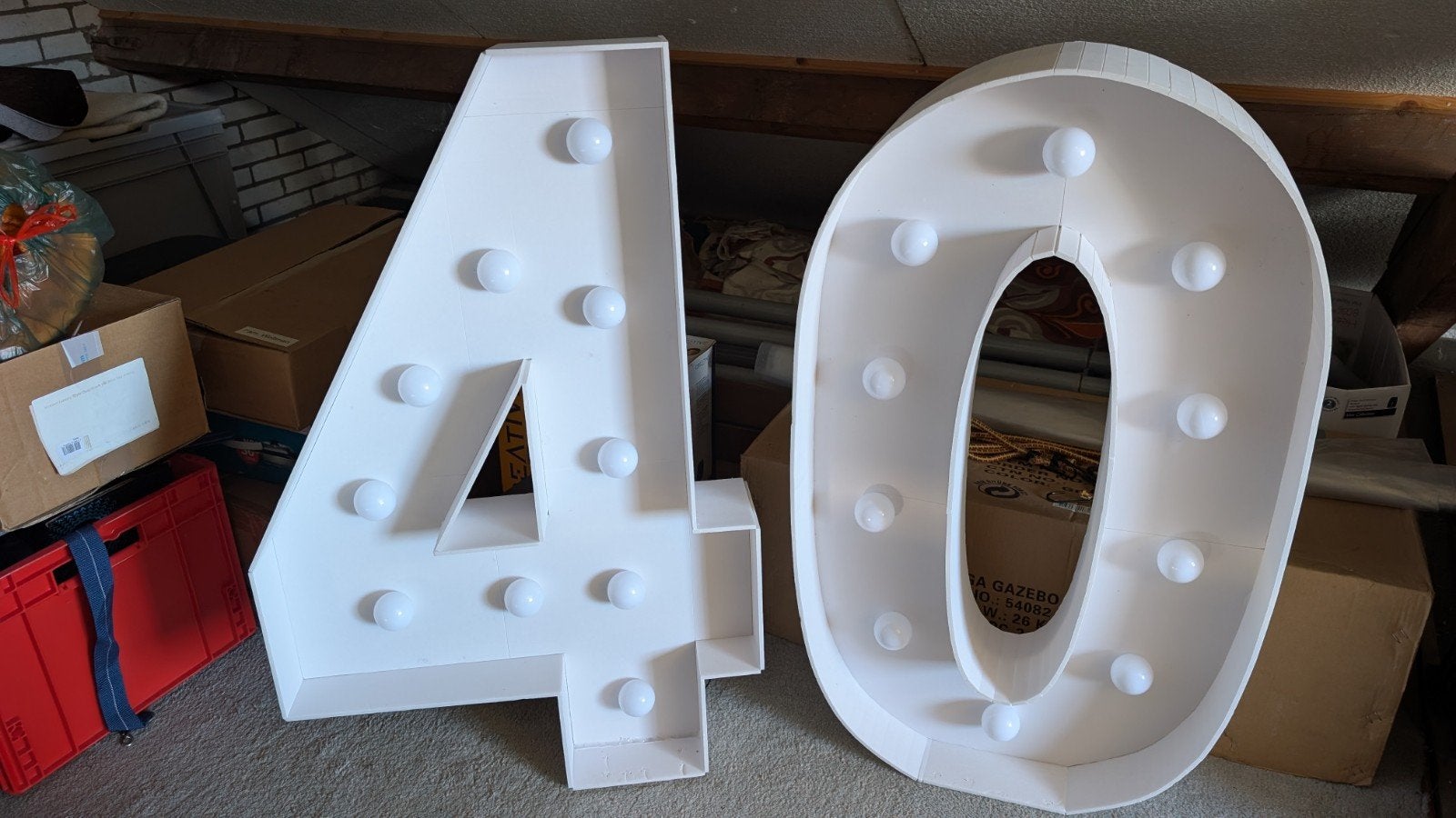 Decoratie Cijfers 4, 5, 0 met verlichting - 74cm hoog, Ophalen, Gebruikt, Versiering, Verjaardag