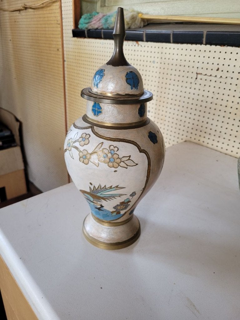 prachtige vaas met koper, Meerkleurig, Geschikt voor droogbloemen, Ophalen of Verzenden, Zo goed als nieuw