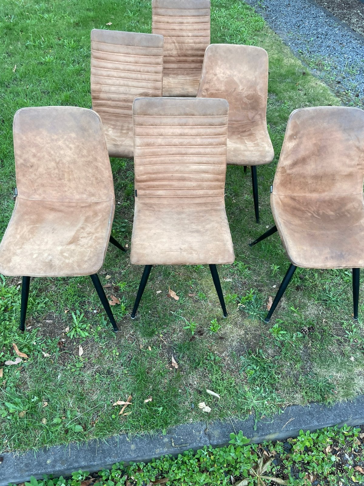 6 MX Sofa eetkamerstoelen cognac vintage look – set van, Huis en Inrichting, Ophalen, Gebruikt, Bruin, Leer