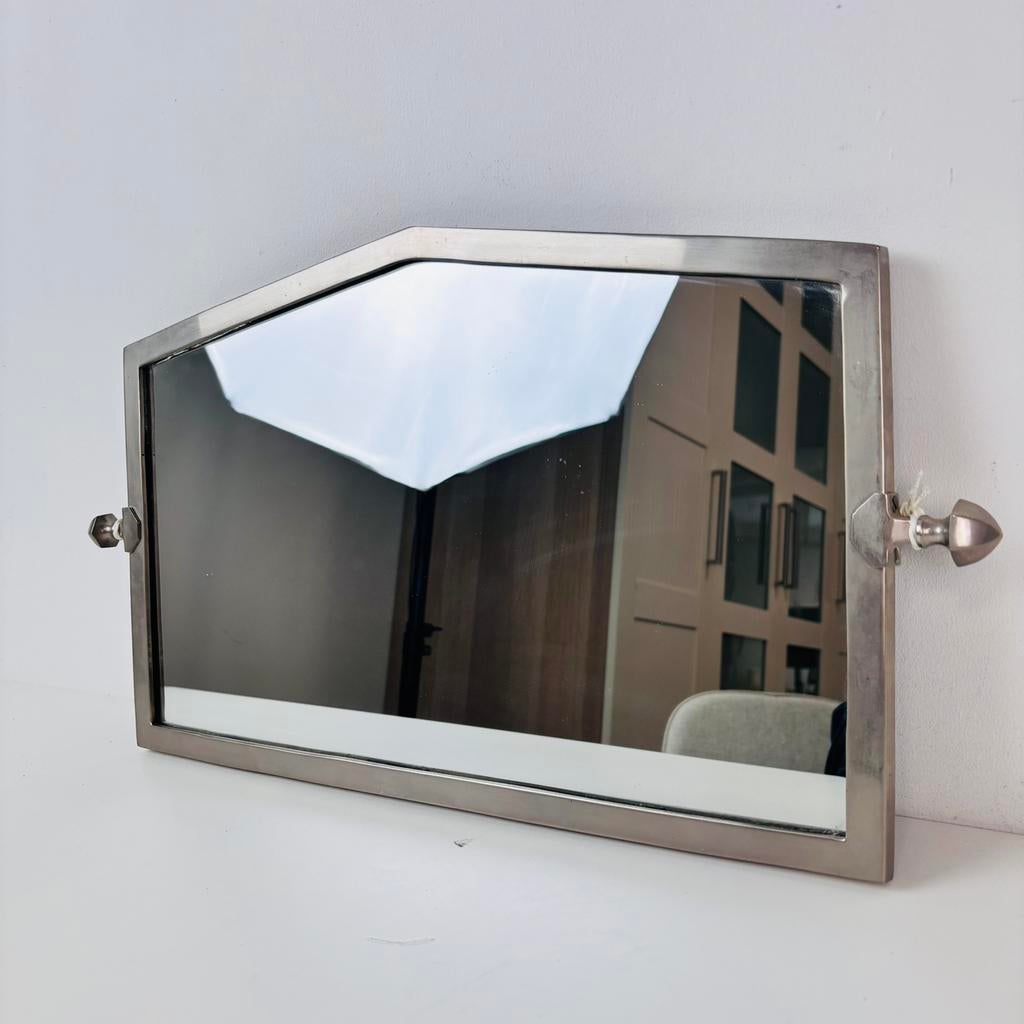 Art deco Mid-Century verchroomd spiegel jaren 60, Huis en Inrichting, Woonaccessoires | Spiegels, Zo goed als nieuw, Minder dan 50 cm