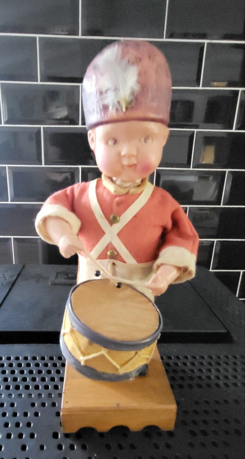 Antieke Drummerboy met vaste sleutel, Celluloid hoofd, Antiek en Kunst, Ophalen of Verzenden