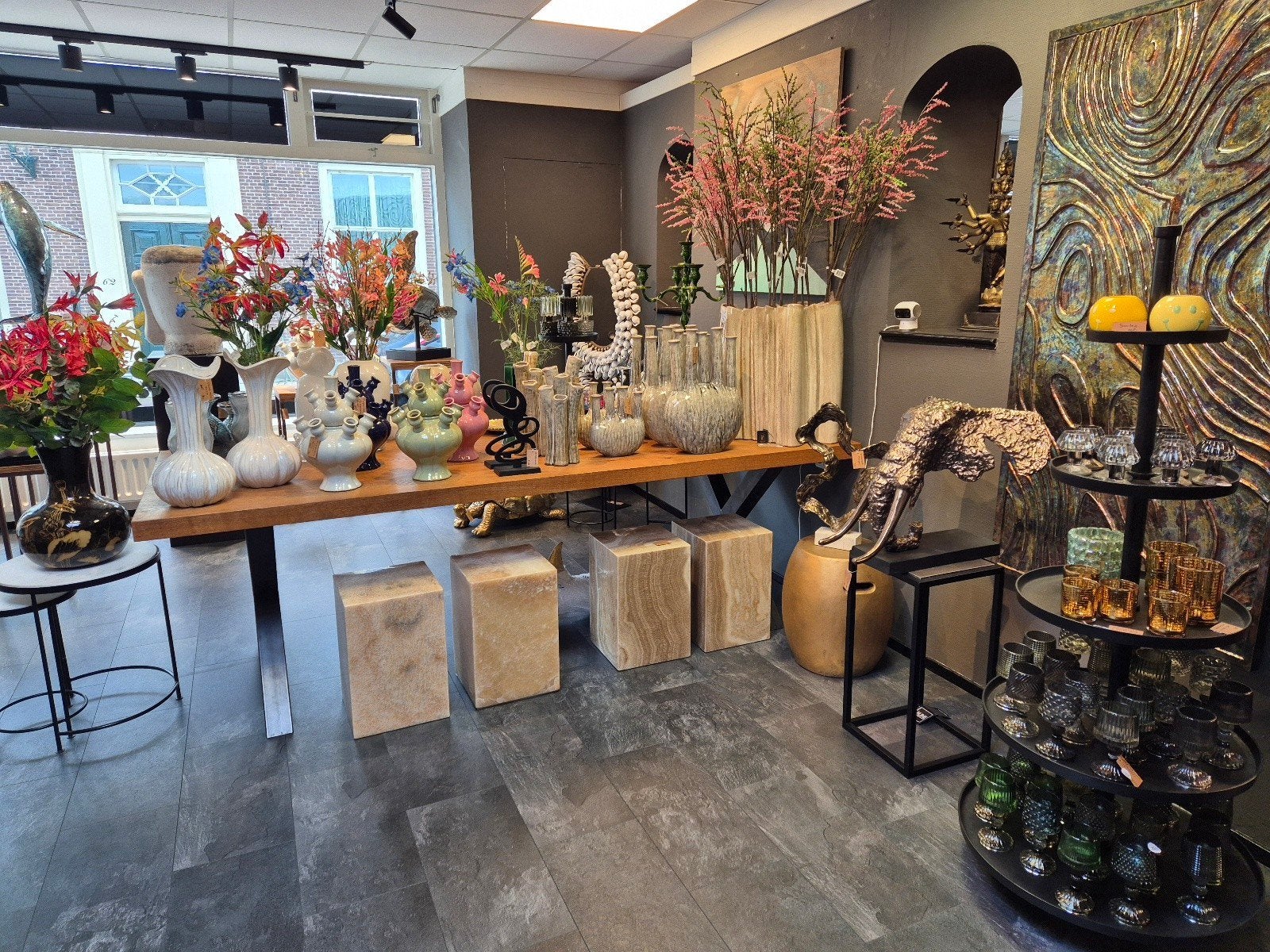 Bijzettafel pilaar onyx marmer sale, Minder dan 55 cm, 2841bh, Nieuw, Rechthoekig
