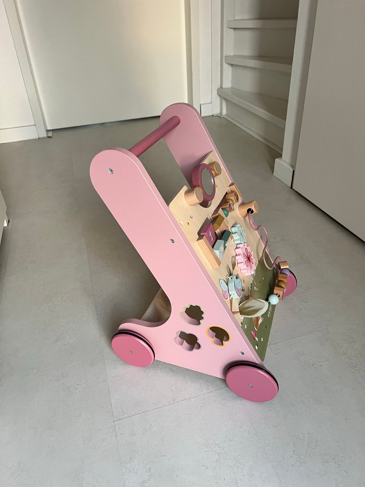 Little Dutch Houten Loopwagen Roze met Activiteiten, Ophalen, Zo goed als nieuw, Overige typen, Met wieltjes