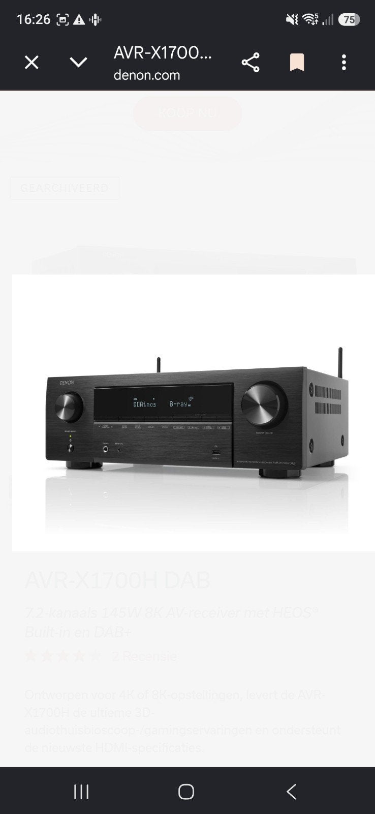 Denon AVR-X1700H DAB 7.2-kanaals AV-receiver, Audio, Tv en Foto, Versterkers en Receivers, Ophalen, Overige systemen, Denon, Zo goed als nieuw