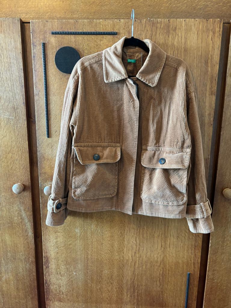 Benneton Corduroy Jasje Dames - Bruin Cognac Maat M, Kleding | Dames, Ophalen of Verzenden, Gedragen, Maat 38/40 (M), Bruin