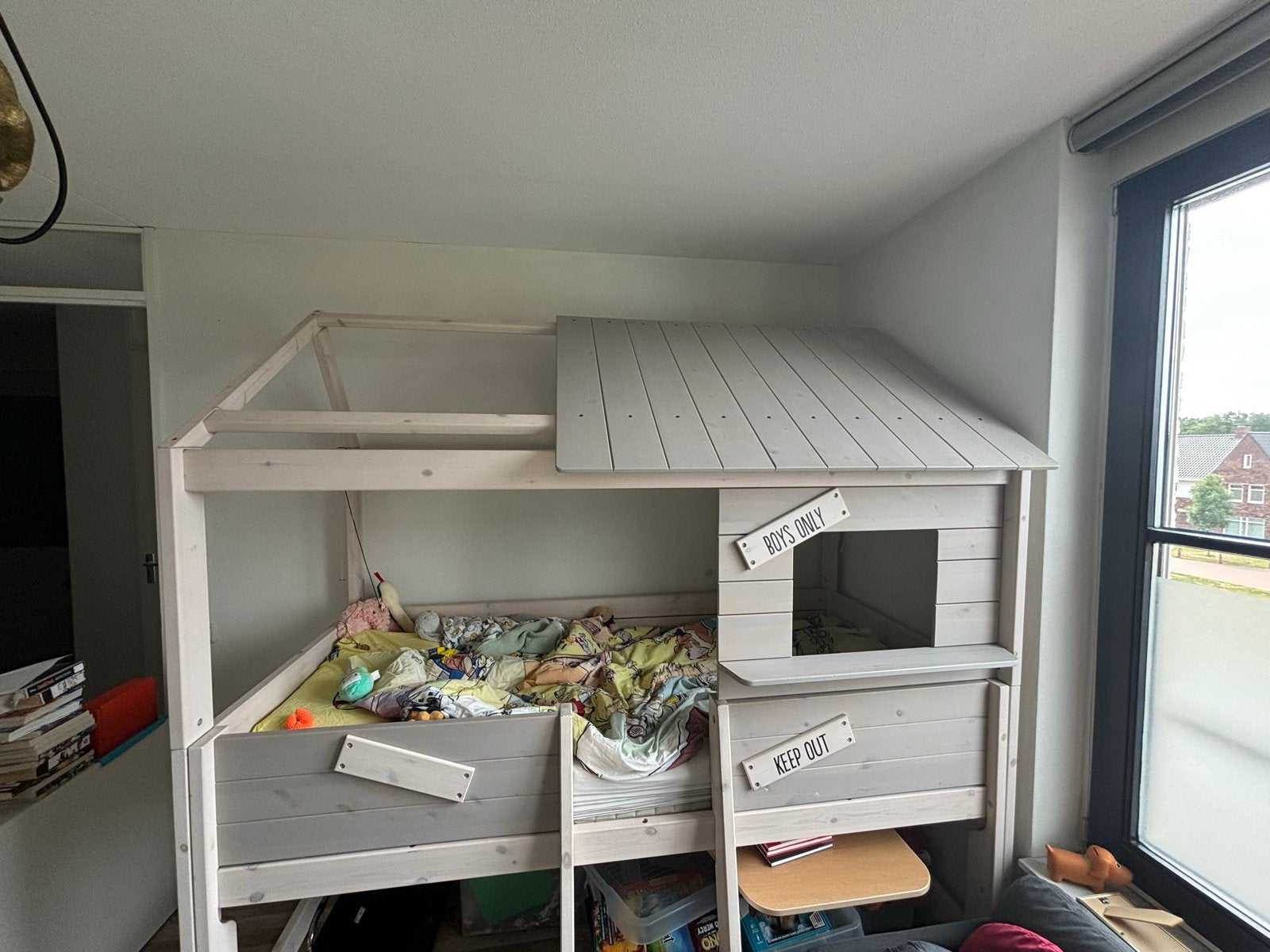 Halfhoogslaper eenpersoonsbed met trap lifetime, Ophalen, 85 tot 100 cm, Gebruikt, Hoogslaper of Stapelbed