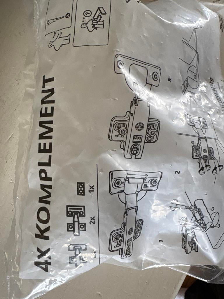 IKEA KOMPLEMENT scharnieren, 4 stuks, Ophalen of Verzenden, Nieuw, Overige materialen, Scharnier