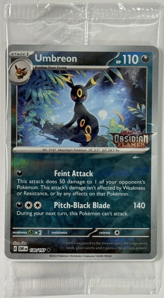 pokemon obsidian flames store promo umbreon holo sealed, Ophalen of Verzenden, Zo goed als nieuw, Losse kaart, Foil