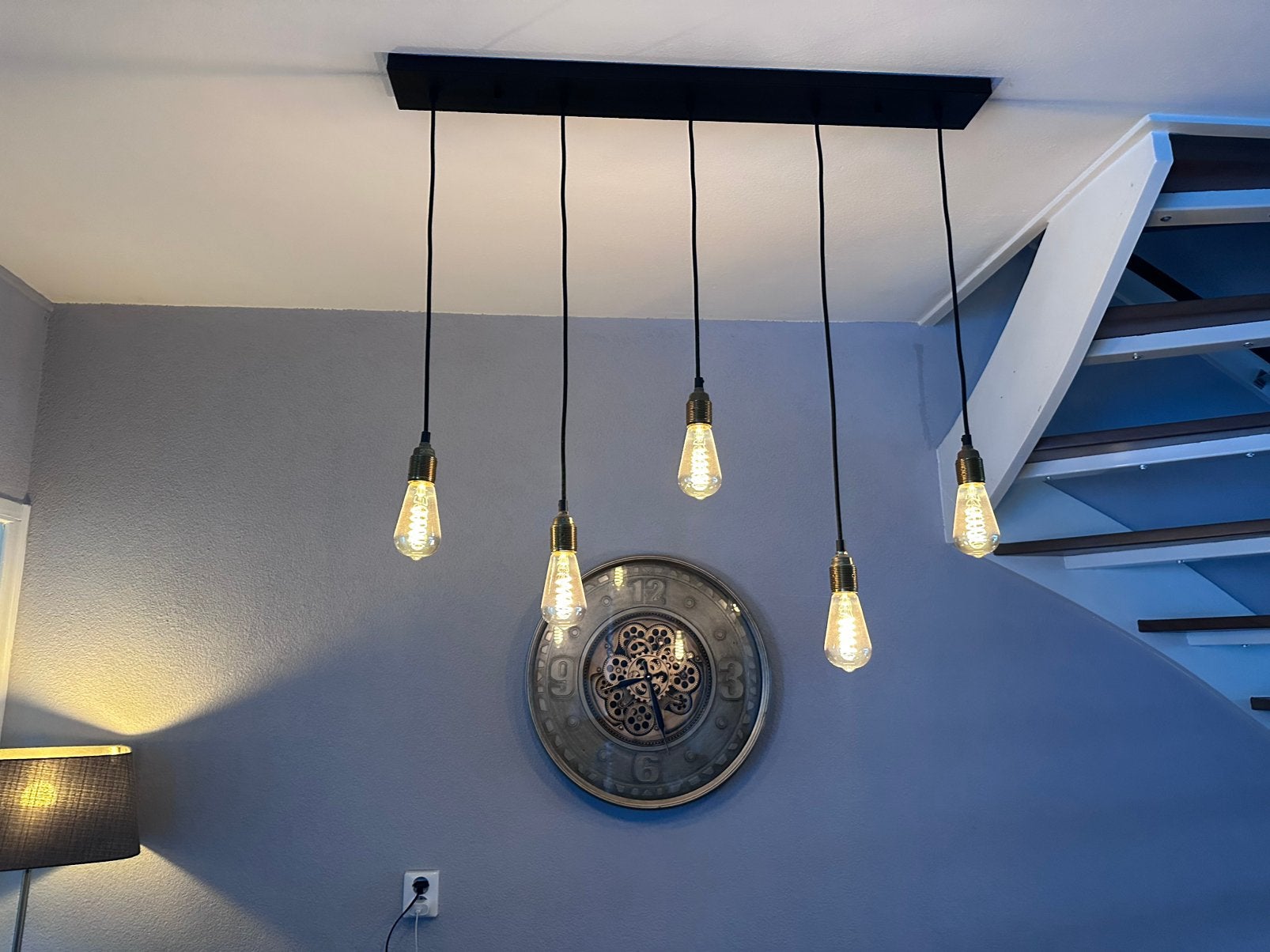 Eettafel hang lamp met glazen bollen, Ophalen, Zo goed als nieuw