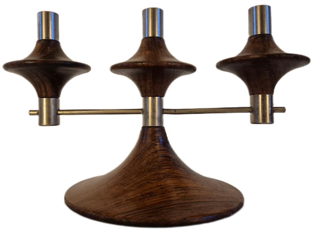 Fantastische vintage rosewood design kaarsen kandelaar, Huis en Inrichting, Ophalen of Verzenden, Gebruikt, Hout, Kandelaar